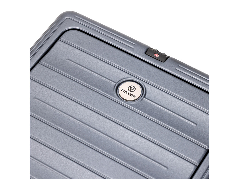 Чемодан TORBER БАЙКАЛ, тёмно-серый металлик, поликарбонат, 37,5 x 20 х 54 см, 37 л