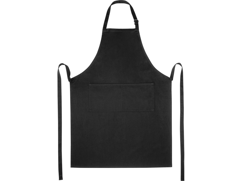 Фартук Andrea плотностью 240 г/м² с регулируемой завязкой на шее - сплошной черный