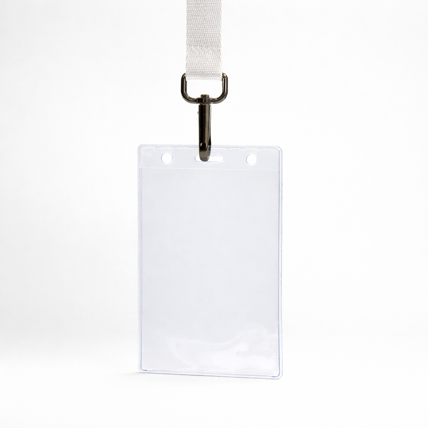 Лента для бейджа Flat, с карабином (белый)