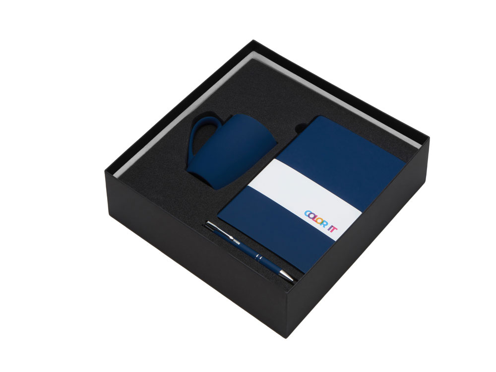 Подарочный набор с блокнотом С2, металлической ручкой и кружкой, темно-синий Подарочный набор с блокнотом С2, металлической ручкой и кружкой, темно-синий