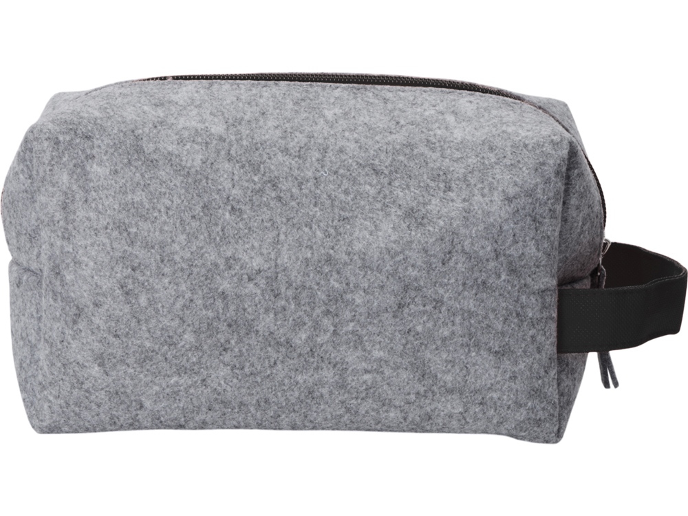 Косметичка из РПЕТ фетра с ручкой Felt, серый с черным