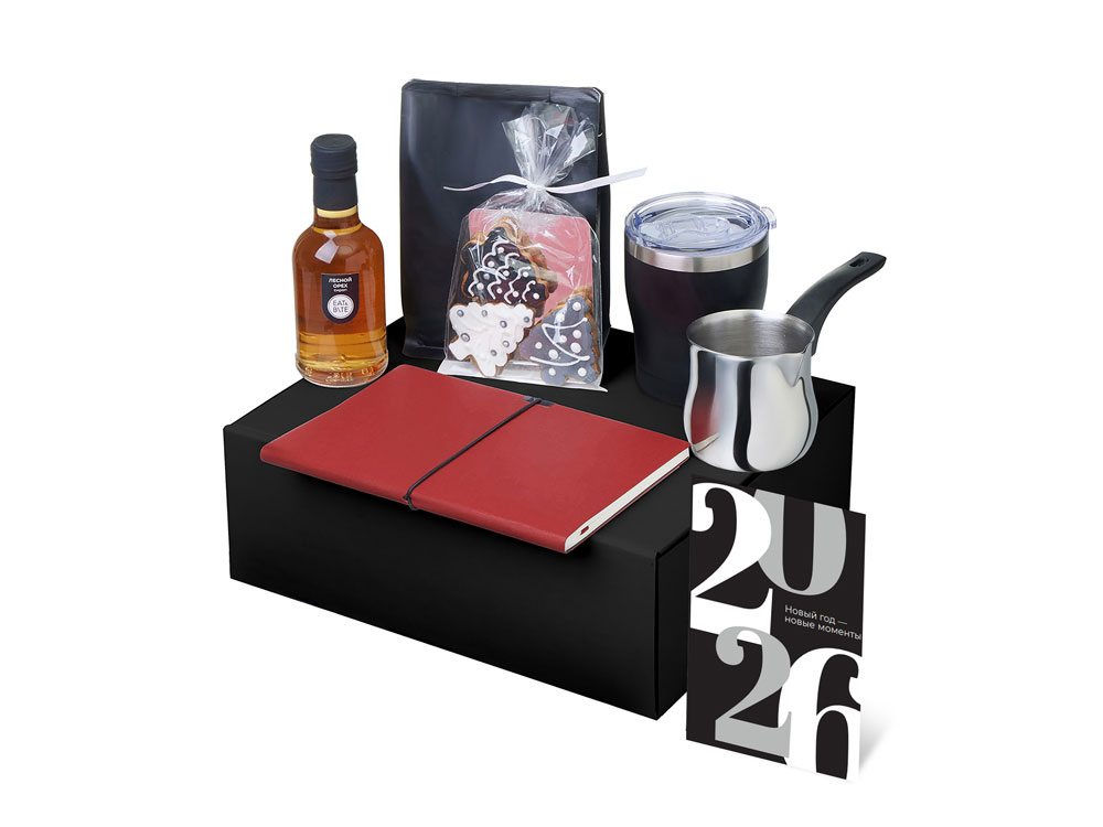 Подарочный набор с туркой, кофе и термокружкой, красный