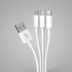 Дата-кабель 3 в 1: micro USB, USB-C, Ligthning, 1.2м, белый, Deppa Дата-кабель 3 в 1: micro USB, USB-C, Ligthning, 1.2м, белый, Deppa