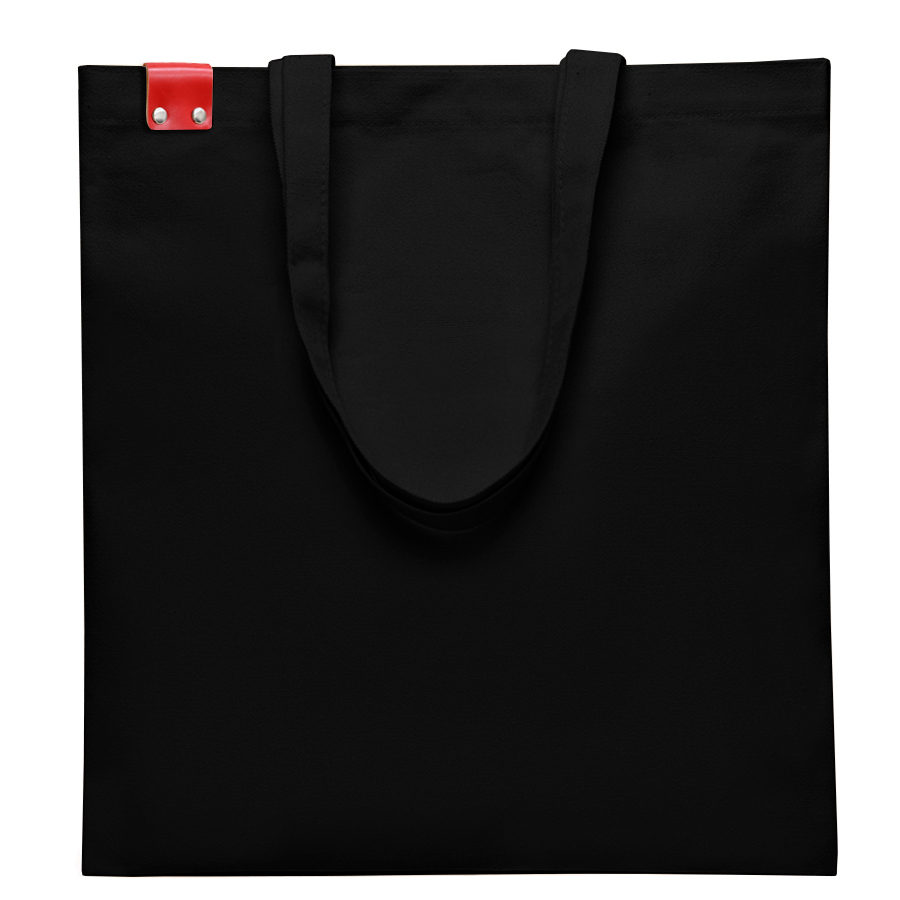 Сумка для покупок IVORY 325 г/м² с PU нашивкой, чёрный/красный