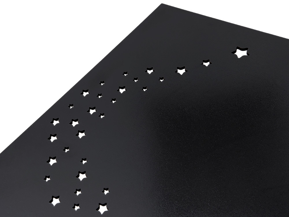 Подарочная коробка из фанеры Constellation 330х220х100 мм, фанера 6 мм, крышка на выдвижных пазах черная ЛХДФ 3 мм, бечевка