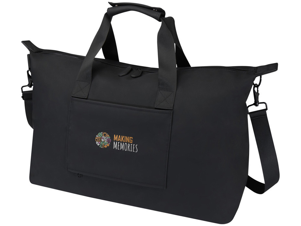 Спортивная сумка для ноутбука с диагональю экрана 15,6 дюйма Turner, изготовленная из переработанных материалов согласно стандарту GRS - сплошной черный