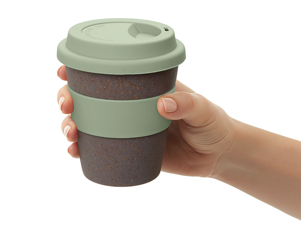 Стакан с силиконовой крышкой Cafe, olive Стакан с силиконовой крышкой Cafe, olive