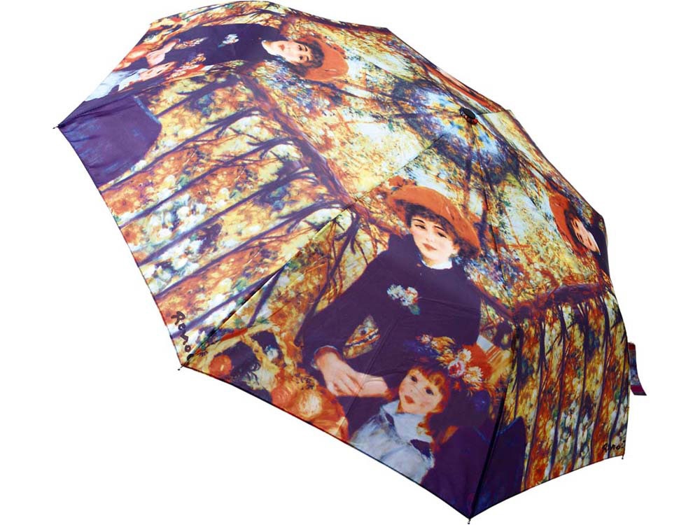 Набор: платок, складной зонт Ренуар. Терраса, синий/желтый