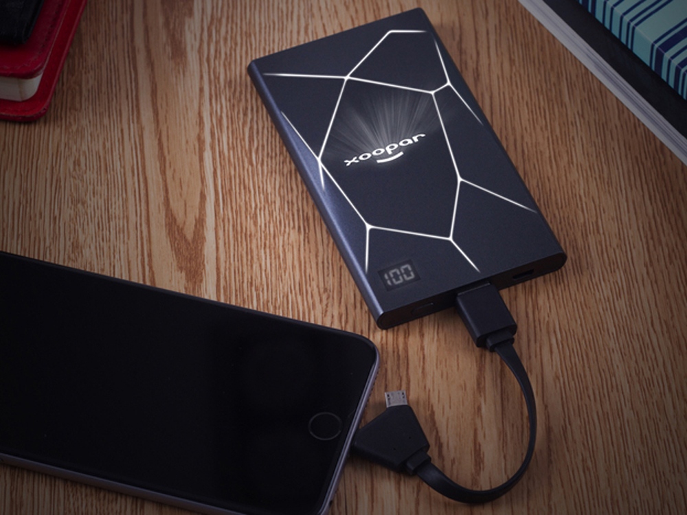 Портативное зарядное устройство XOOPAR GEO, мокрый асфальт Портативное зарядное устройство XOOPAR GEO, мокрый асфальт