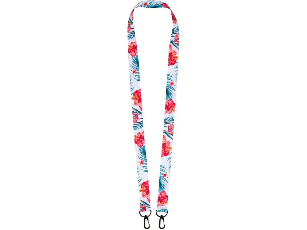 Ланъярд 2 см под сублимацию с 2-мя карабинами, черный