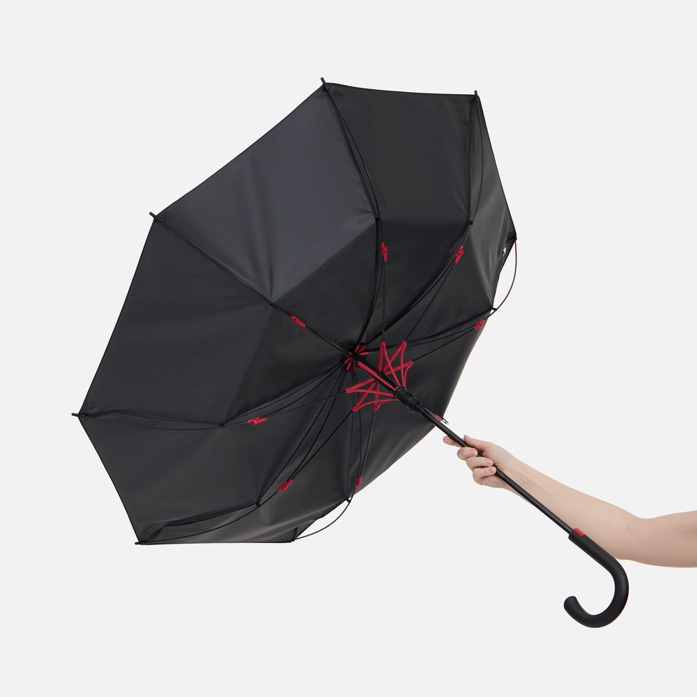 Зонт-трость Hidecolor с цветными спицами, черный с красным