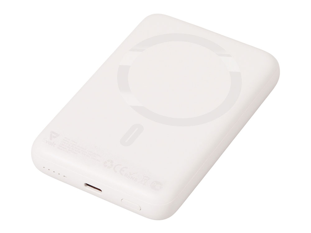 Магнитный внешний беспроводной аккумулятор Polarix, QC/PD, 10000 мАч, слоновая кость