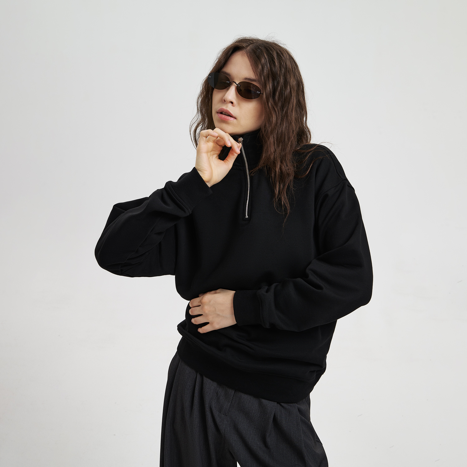 Толстовка на молнии унисекс Флоу (Flow), черная, размер 5XL/6XL Толстовка на молнии унисекс Флоу (Flow), черная, размер 5XL/6XL