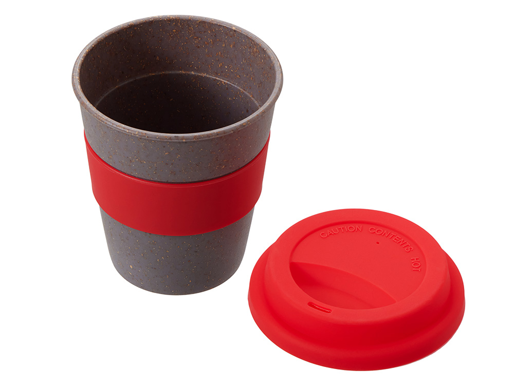 Стакан с силиконовой крышкой Café, красный