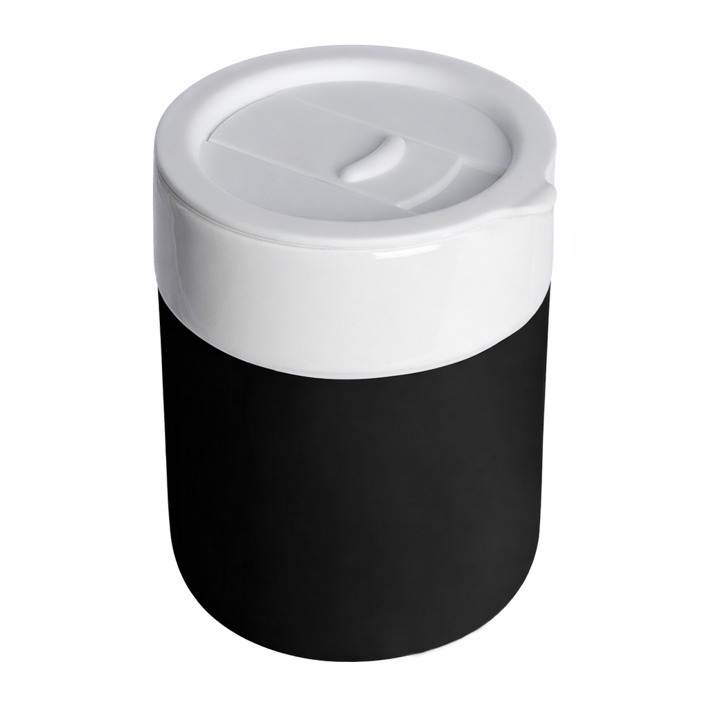 Кружка кермическая Silvia с силиконовой манжетой, белая-чёрная