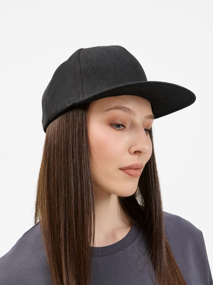 Бейсболка Epicore с прямым козырьком, черная Бейсболка Epicore с прямым козырьком, черная