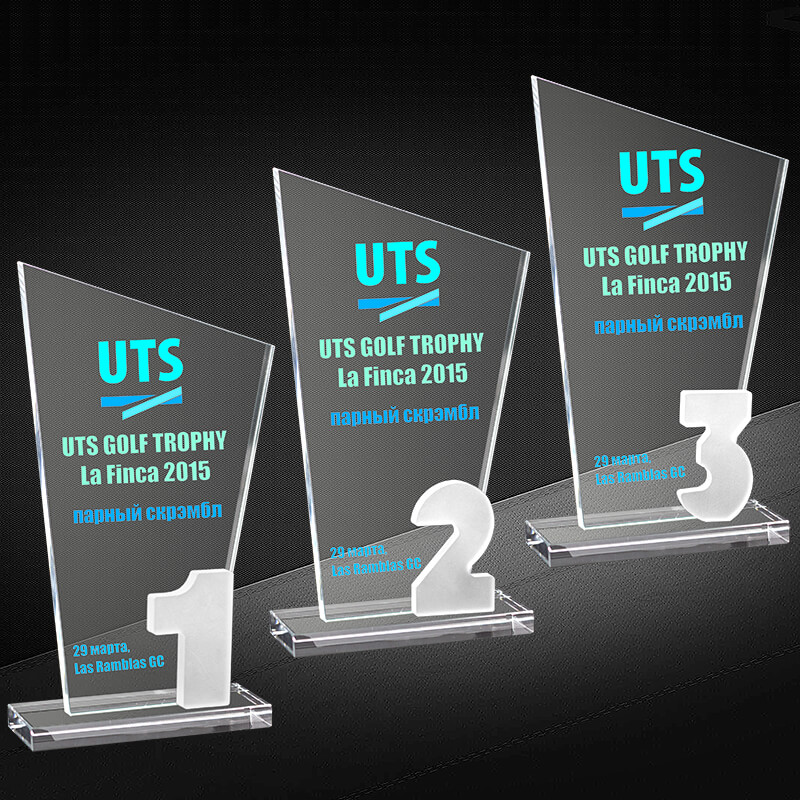 Награда из стекла с цветной печатью 1 место