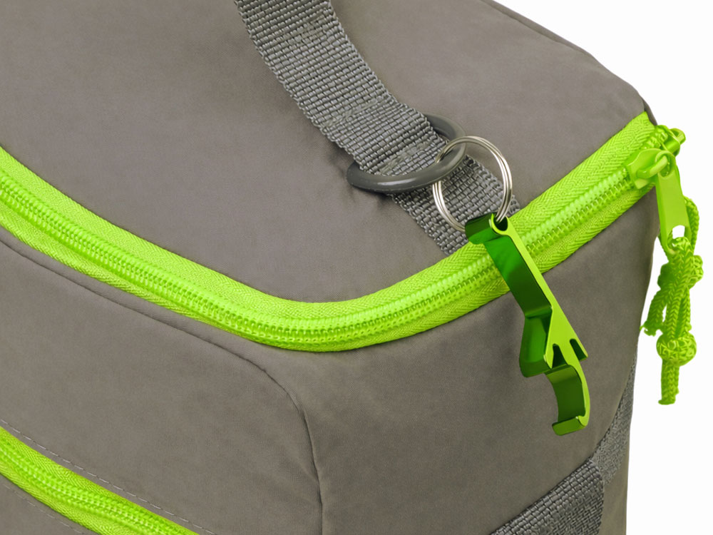 Изотермическая сумка-холодильник Neo Classic c контрастной молнией, серый/зеленое яблоко