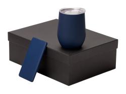 Подарочный набор с термокружкой и повербанком С1, 5000 mAh, темно-синий