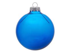Стеклянный елочный шар Christmas bauble, синий прозрачный, с серебристым колпачком в черной коробке Стеклянный елочный шар Christmas bauble, синий прозрачный, с серебристым колпачком в черной коробке