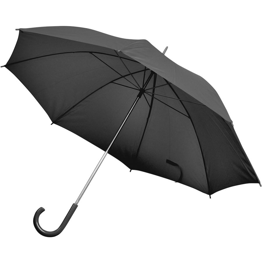 Зонт-трость с пластиковой ручкой, механический; черный; D=103 см; 100% полиэстер 190 T