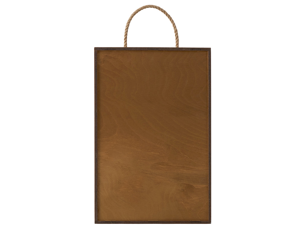 Подарочная коробка из фанеры Constellation 330х220х100 мм, фанера 6 мм, крышка на выдвижных пазах черная ЛХДФ 3 мм, бечевка