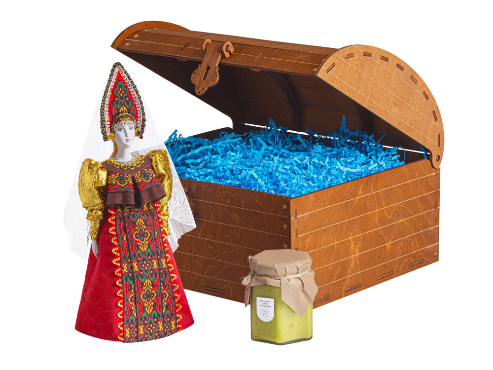 Подарочный набор: кукла фарфоровая, крем-мед, красный Подарочный набор: кукла фарфоровая, крем-мед, красный