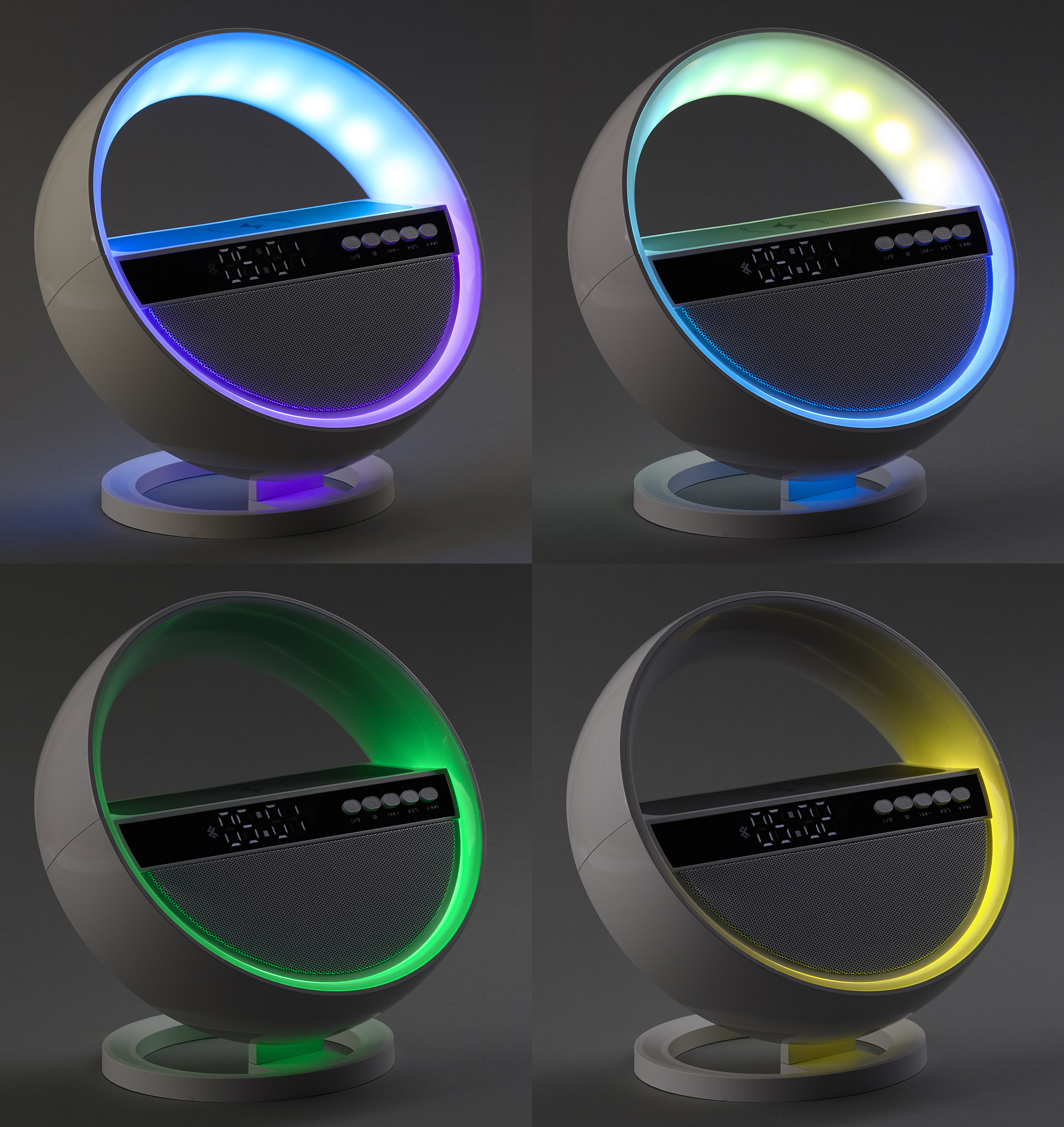 Bluetooth колонка "Smart Orb" 5Вт с беспроводным (15W) ЗУ, лампой, часами, FM радио Bluetooth колонка "Smart Orb" 5Вт с беспроводным (15W) ЗУ, лампой, часами, FM радио