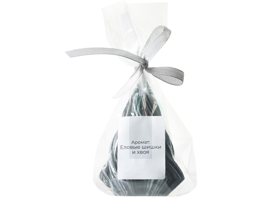 Свеча Елка, ароматическая, черная с серебристым напылением