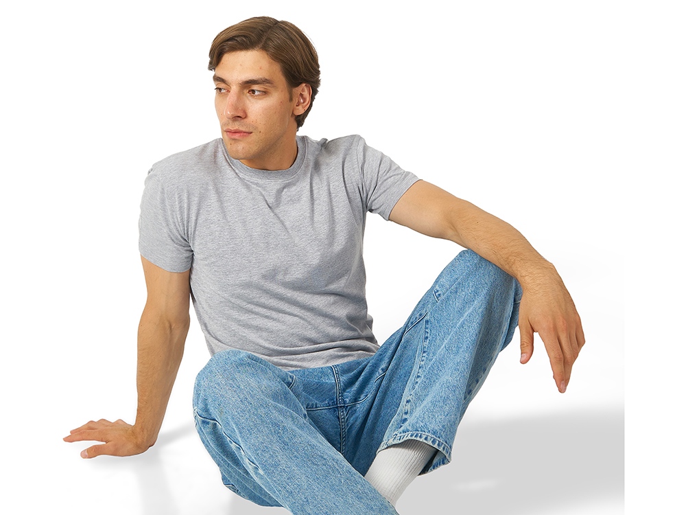 Футболка HD Fit короткий рукав с эластаном_S, мужская,серый меланж