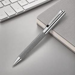 Ручка металлическая шариковая из сетки MESH, серебристый