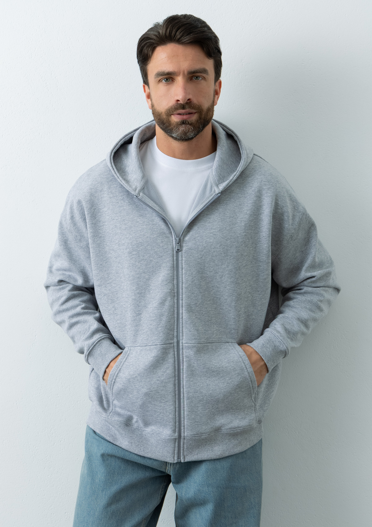 Толстовка унисекс Oversize Zip с капюшоном сэндвич 320, 100