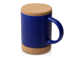 Кружка 450 мл с пробковым дном с крышкой Корк & Бон, глубокий синий