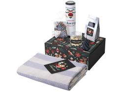 Подарочный набор c пледом, термосом, свечой и миндалем, белый Подарочный набор c пледом, термосом, свечой и миндалем, белый