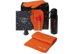 Подарочный набор с варежками, шарфом и термосом, оранжевый Подарочный набор с варежками, шарфом и термосом, оранжевый