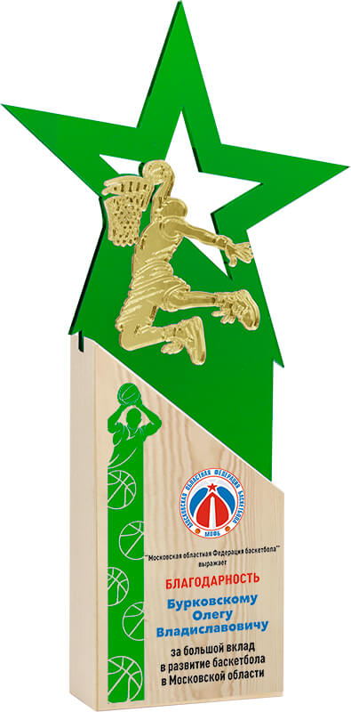 Акриловая награда с УФ печатью баскетбол