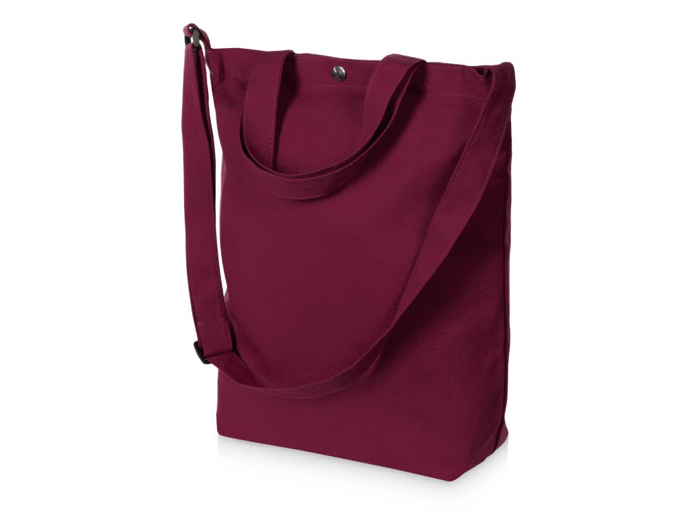 Сумка Helfer из хлопка на кнопке с регулирующейся лямкой, бордовый