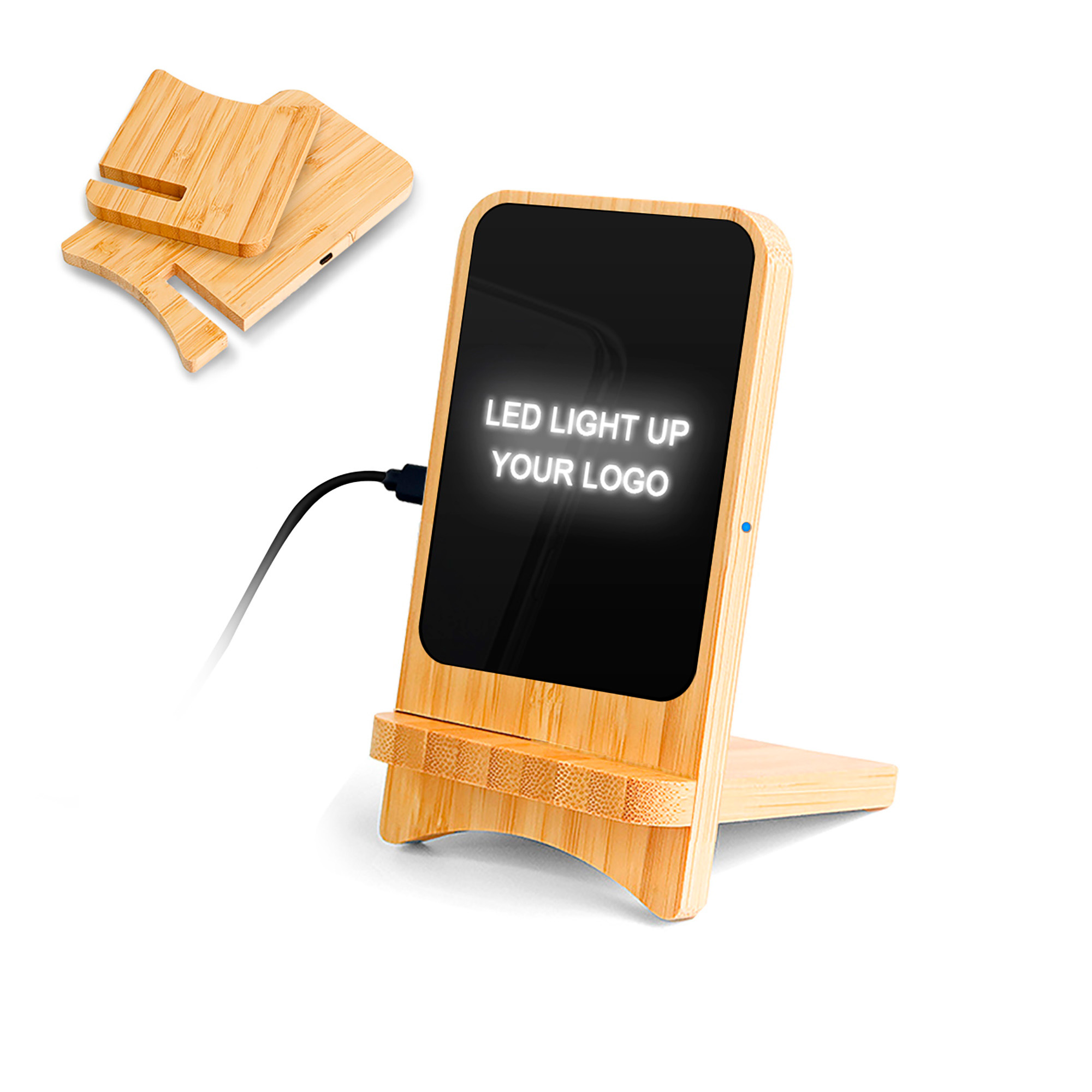 Складная беспроводная (15W) зарядная станция "Puzzle" с подсветкой логотипа Складная беспроводная (15W) зарядная станция "Puzzle" с подсветкой логотипа