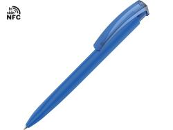 Ручка пластиковая шариковая трехгранная Trinity K transparent Gum soft-touch с чипом передачи информации NFC, синий