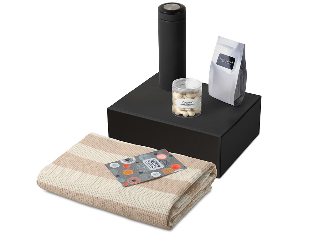 Подарочный набор Re:y. Warm с пледом, термосом и чаем