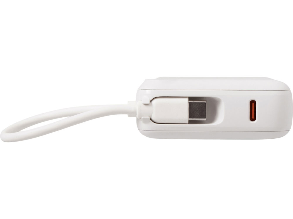 Внешний аккумулятор со встроенным кабелем Liri, QC/PD, 10000 мАч, теплый белый