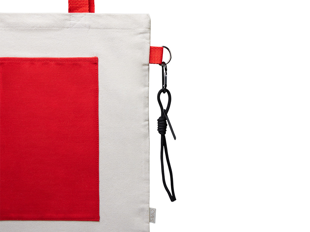 Сумка для покупокTopiс из переработанных материалов с наружным цветным карманом, красный