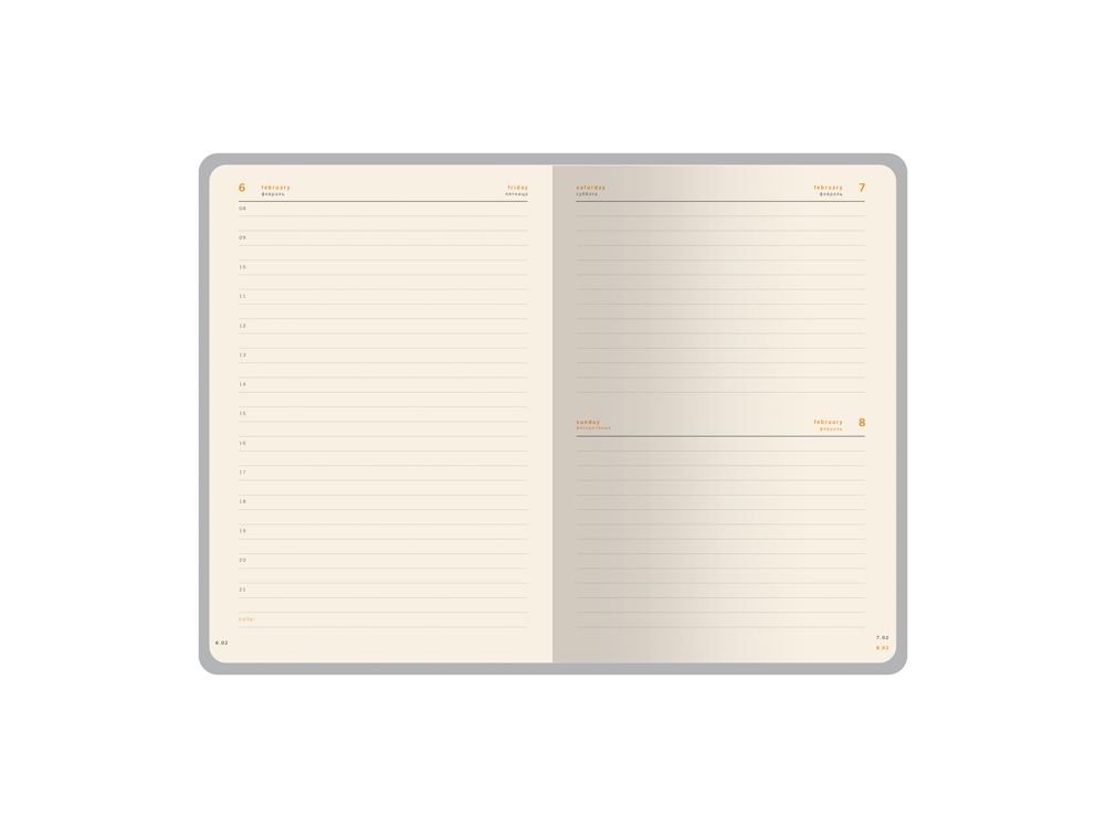 Ежедневник А5 датированный Boston 2026, фиолетовый с салатовым обрезом