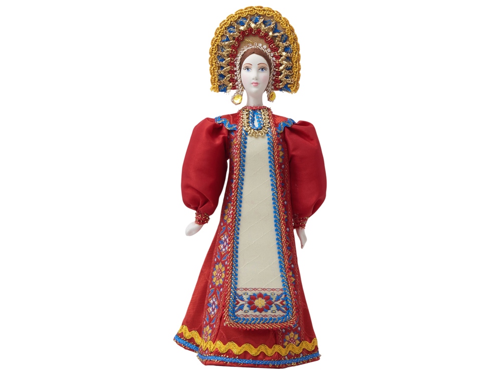 Подарочный набор: кукла фарфоровая, мед, красный