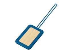 Бамбуковая багажная бирка с силиконовым чехлом Тагу, темно-синий