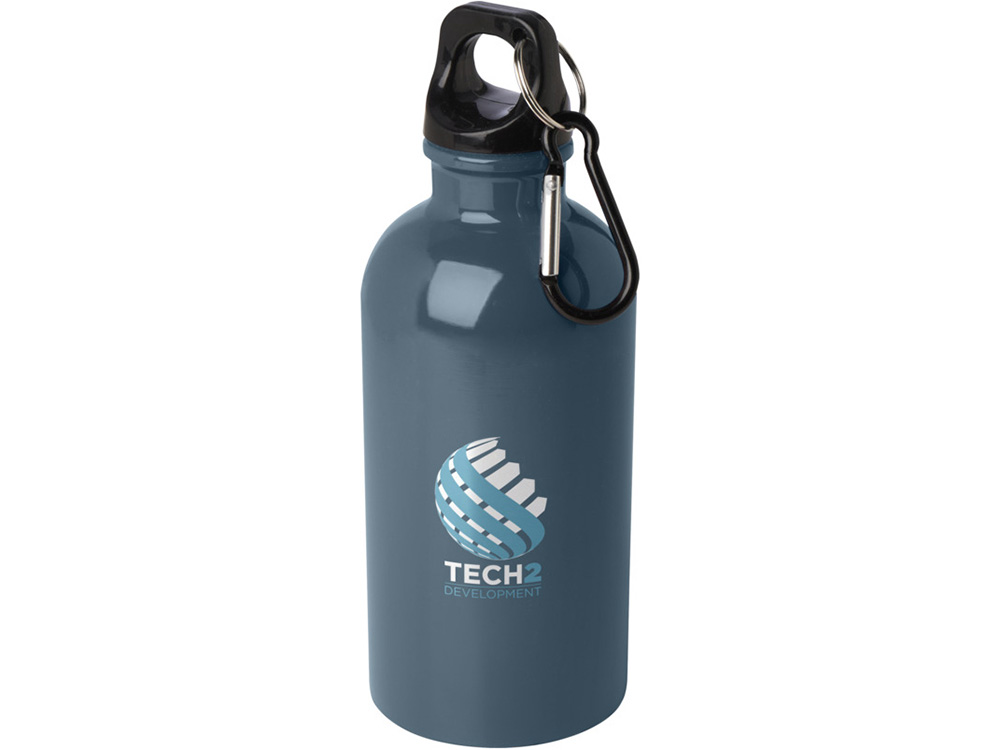 Одностенная бутылка для воды с карабином Oregon, изготовленная из нержавеющей стали, сертифицированной по стандарту RCS, объемом 400 мл - Hale Blue
