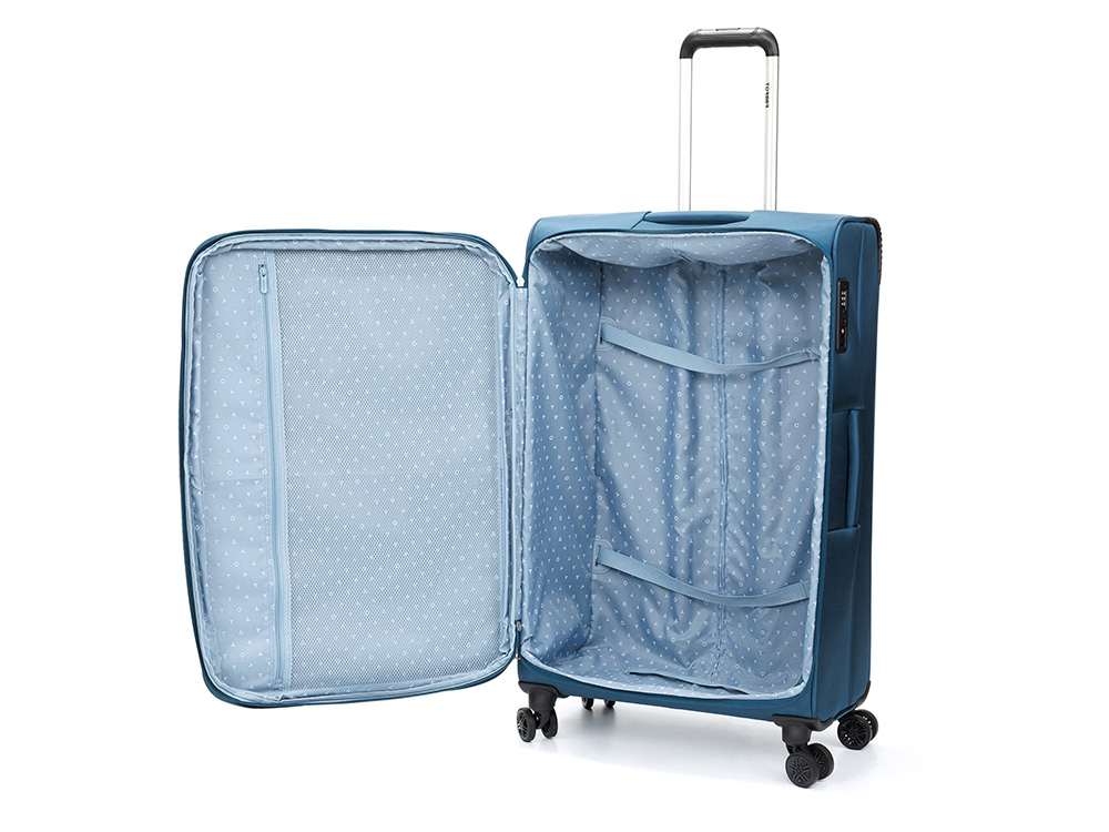 Чемодан TORBER ВИВИ, синий, полиэстер, 48 х 28 х 78 см, 89 л Чемодан TORBER ВИВИ, синий, полиэстер, 48 х 28 х 78 см, 89 л