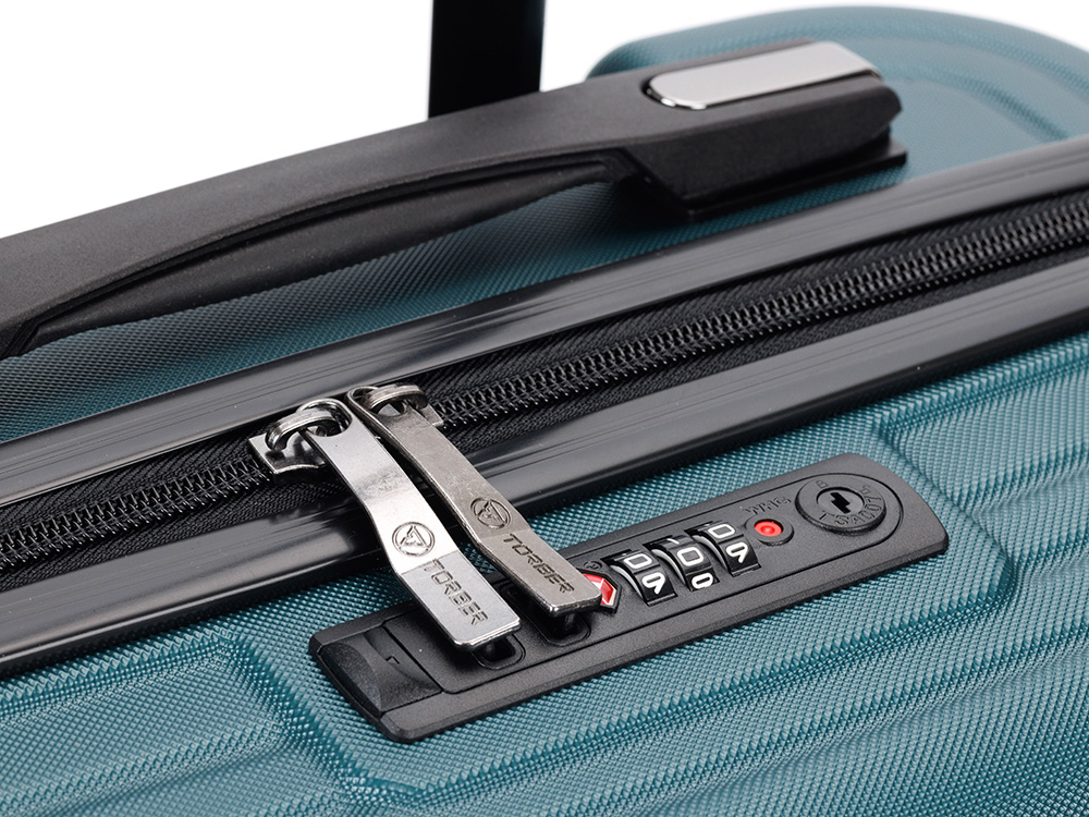 Чемодан TORBER Onego, зелёный, ABS-пластик, 59,5 х 39,5 х 24 см, 46 л