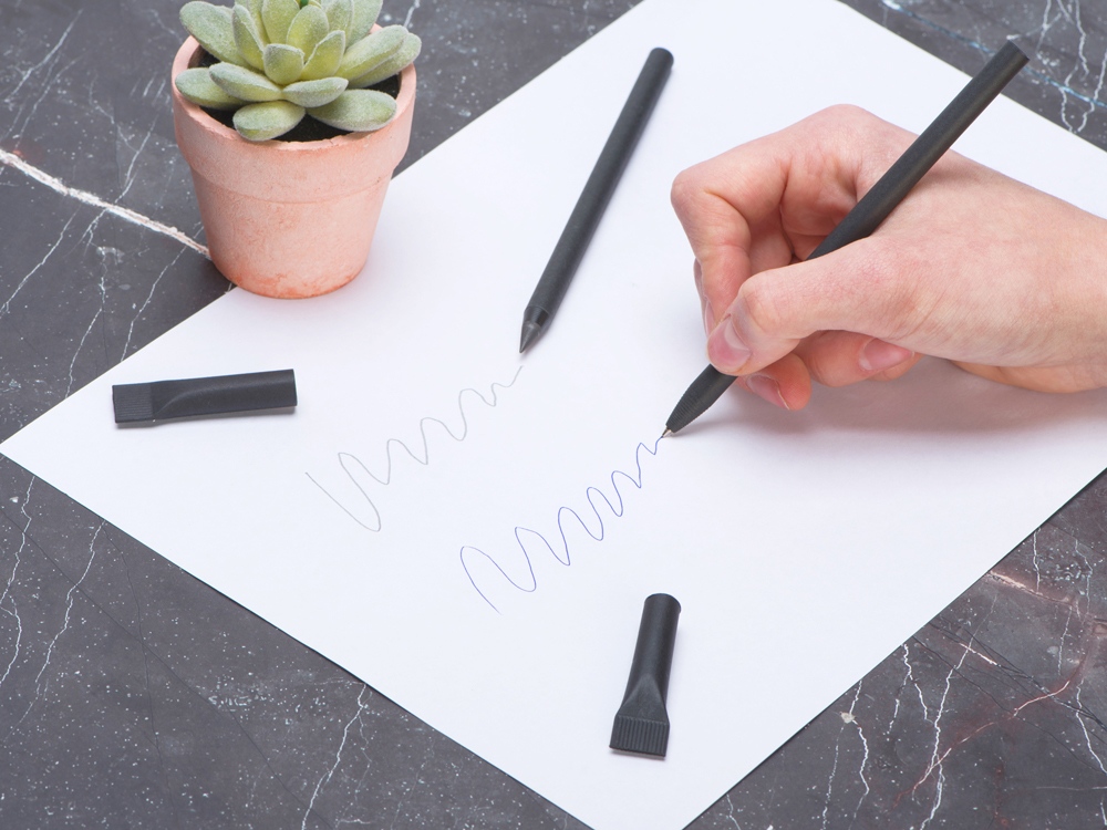 Набор из ручки и вечного карандаша из переработанной бумаги Recycled Duo, черный