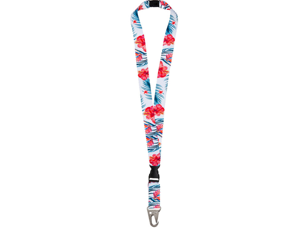 Ланъярд 2,5 см под сублимацию с большим карабином, межуровневым замком и замком обрыва